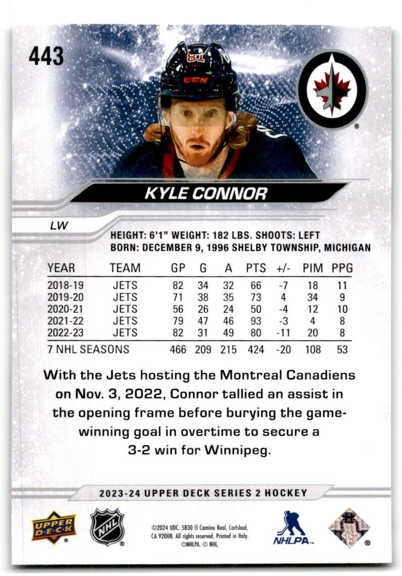 2023-24 Upper Deck Kyle Connor Winnipeg Jets #443