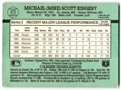 1991 Donruss Mike Kingery San Francisco Giants #573