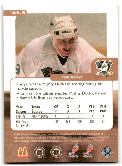 1998-99 Upper Deck Retro McDonald's Paul Kariya Anaheim Mighty Ducks #MCD-1R