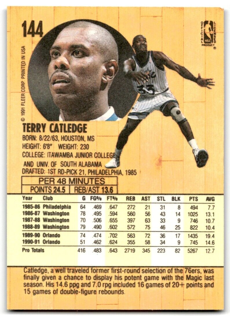 1991-92 Fleer Terry Catledge Orlando Magic #144