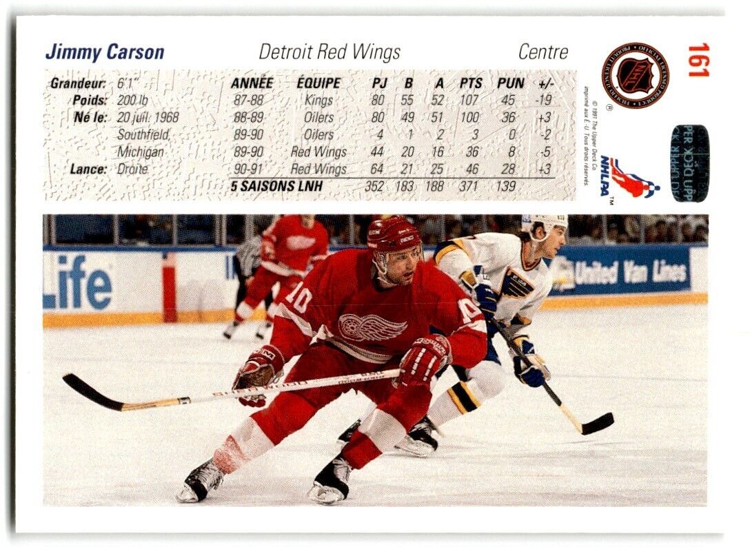 1991-92 Upper Deck Jimmy Carson Detroit Red Wings #161