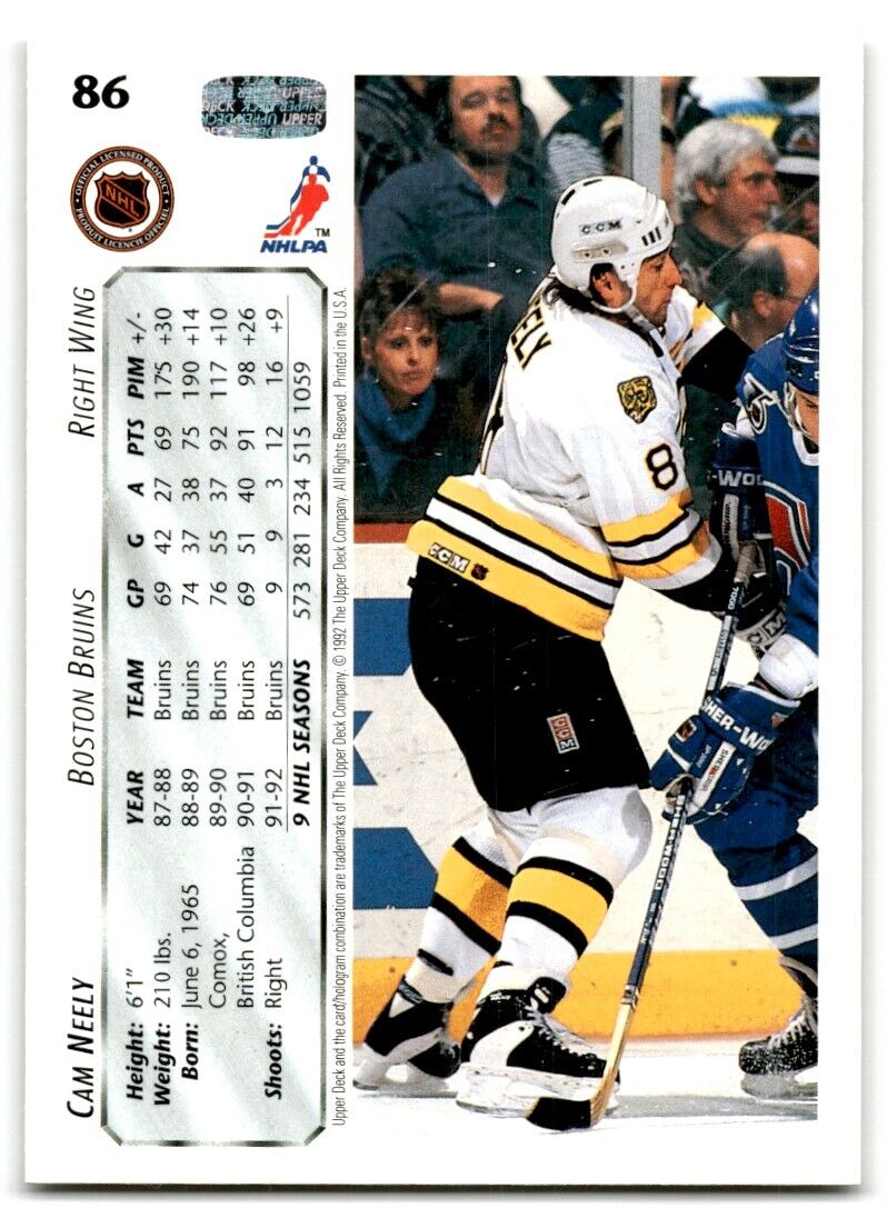 1992-93 Upper Deck Cam Neely Boston Bruins #86