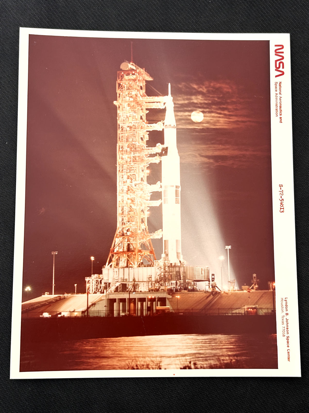 NASA Prelaunch Apollo 17 (Rollout) red numbered S-72-54813 Kodak photo