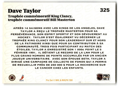 1991-92 Pro Set Dave Taylor Los Angeles Kings #325