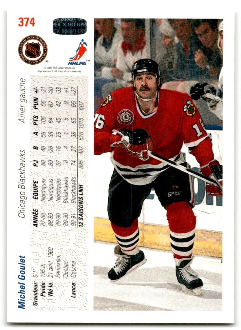 1991-92 Upper Deck French Michel Goulet Chicago Blackhawks #374