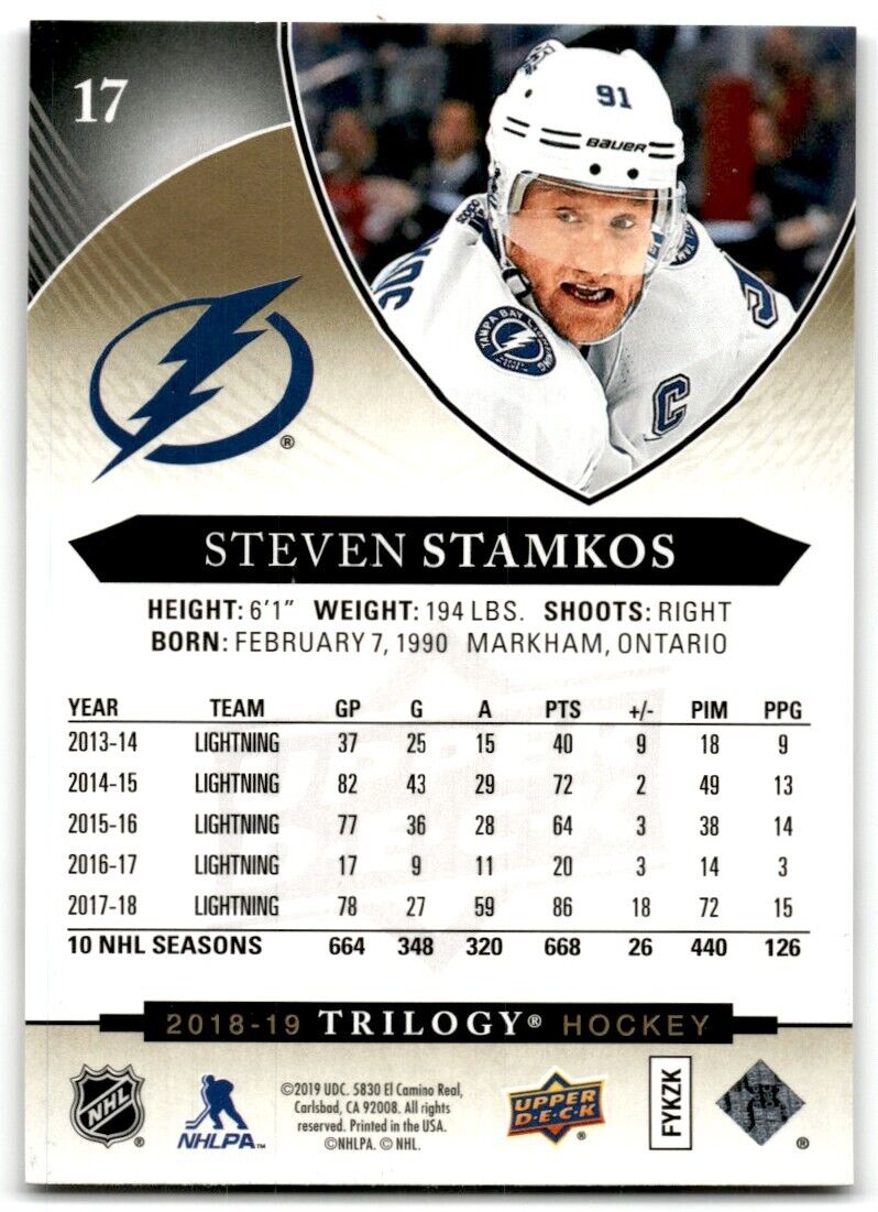 2018-19 Upper Deck Trilogy Steven Stamkos Tampa Bay Lightning #17