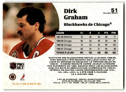 1991-92 Pro Set French Dirk Graham Chicago Blackhawks #51