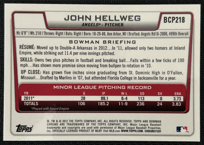 2012 Bowman Chrome Prospects John Hellweg Los Angeles Angels #BCP218