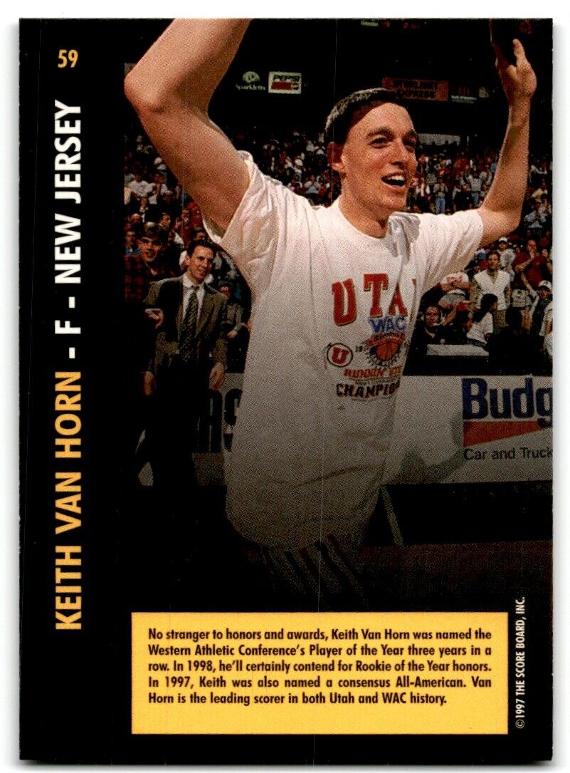 1997-98 Score Board Rookies Keith Van Horn Utah Utes #59