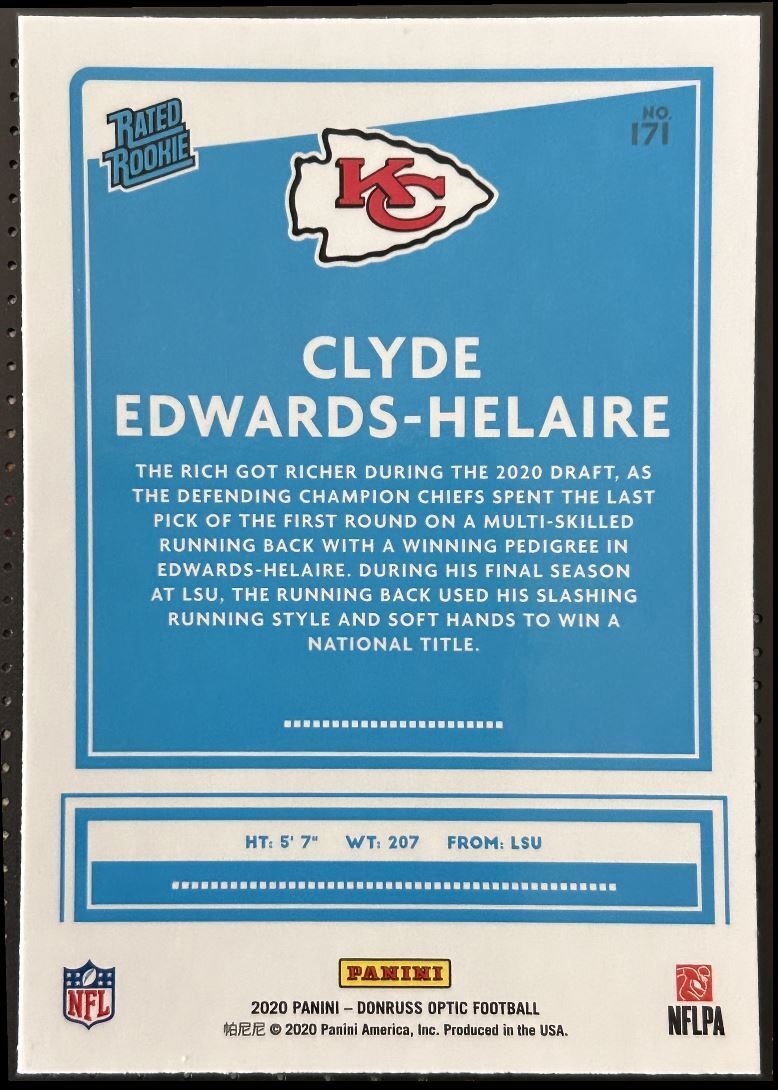 2020 Donruss Optic Preview Clyde Edwards-Helaire Rookie Kansas City Chiefs