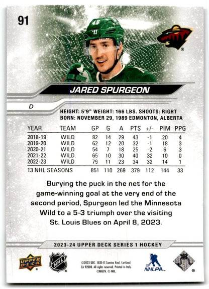 2023-24 Upper Deck Jared Spurgeon Minnesota Wild #91