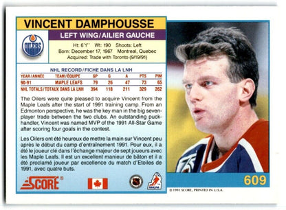 1991-92 Score Canadian Bilingual Vincent Damphousse Edmonton Oilers #609