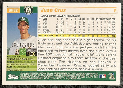 2005 Topps Updates & Highlights Gold Juan Cruz Oakland Athletics #UH32