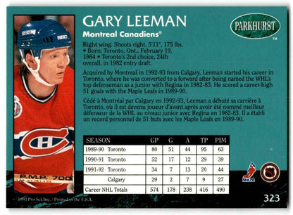 1992-93 Parkhurst Gary Leeman Montreal Canadiens #323