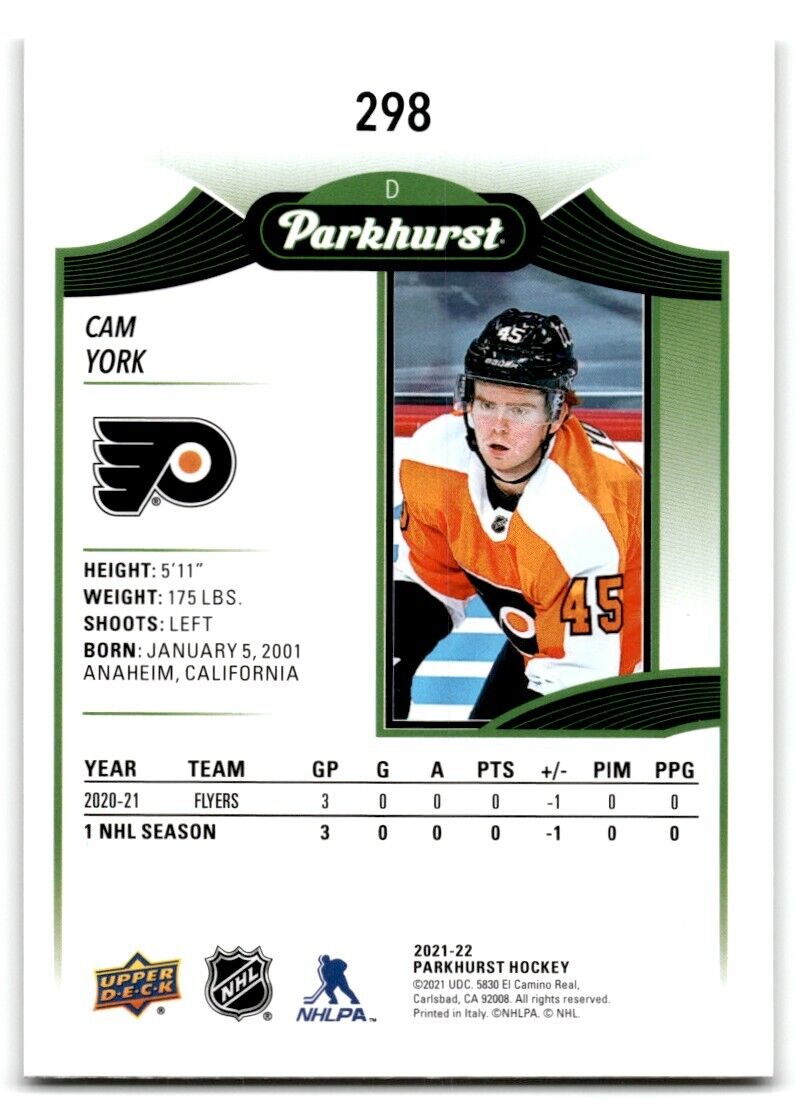 2021-22 Parkhurst Cam York Philadelphia Flyers #RDT-11