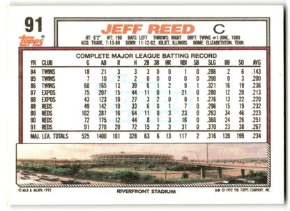 1992 Topps Jeff Reed Cincinnati Reds #91