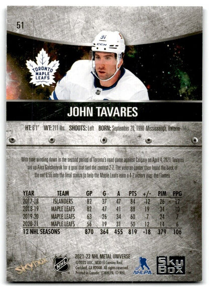 2021-22 Skybox Metal Universe John Tavares Toronto Maple Leafs #51