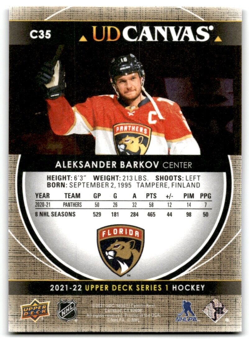 2021-22 Upper Deck UD Canvas Aleksander Barkov Florida Panthers #C35