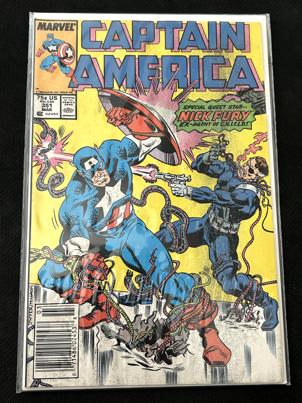 Captain America #351 Newsstand Marvel Comics 1989 Nick Fury VG 4.0