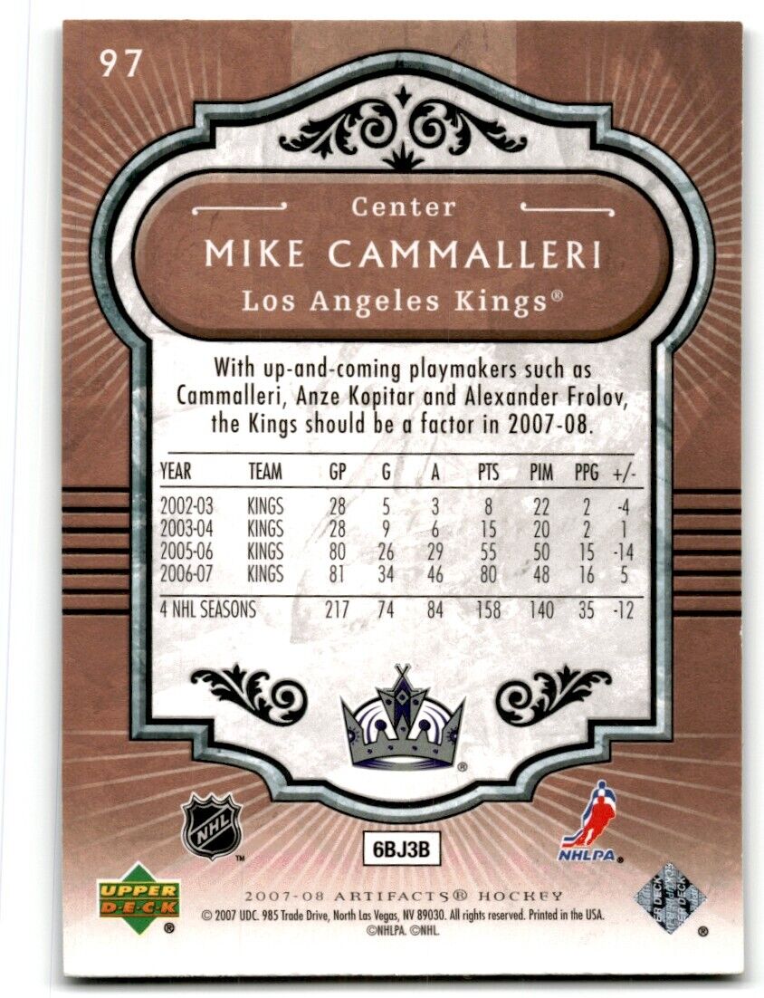 2007-08 Upper Deck Artifacts Mike Cammalleri Los Angeles Kings #97