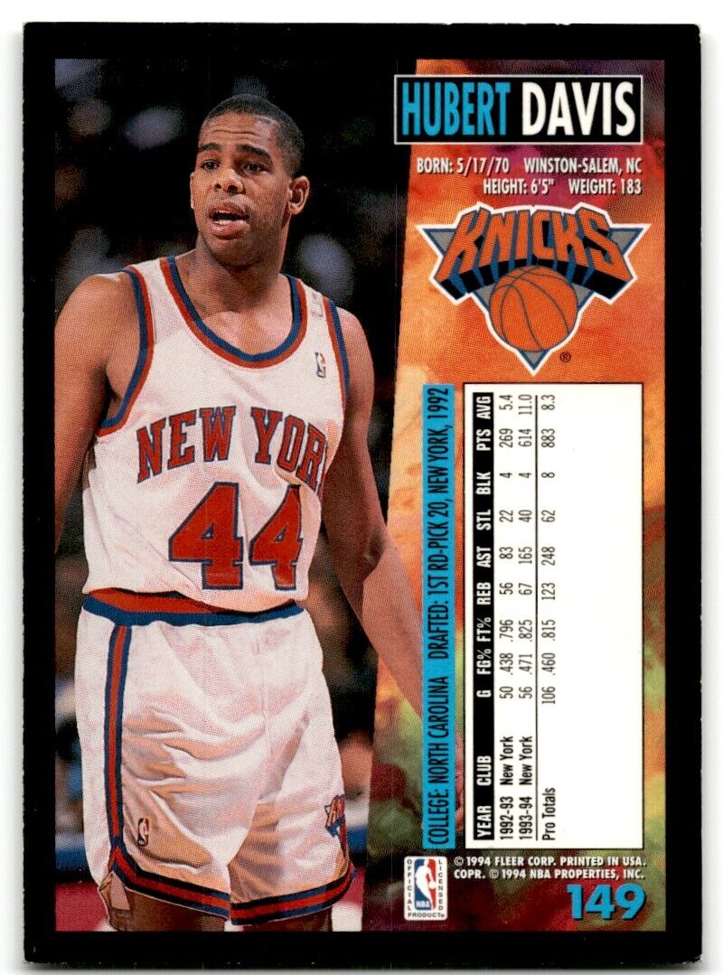 1994-95 Fleer Hubert Davis New York Knicks #149