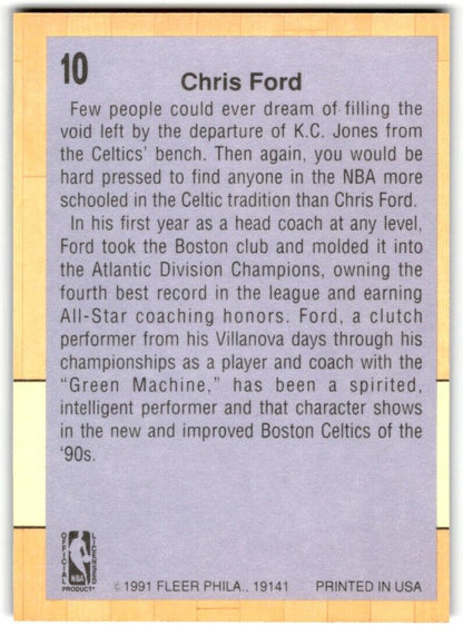 1991-92 Fleer Chris Ford Boston Celtics #10