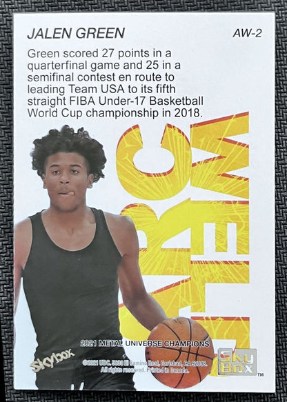 2021-22 Skybox Metal Universe Champion Jalen Green Rookie #AW-2