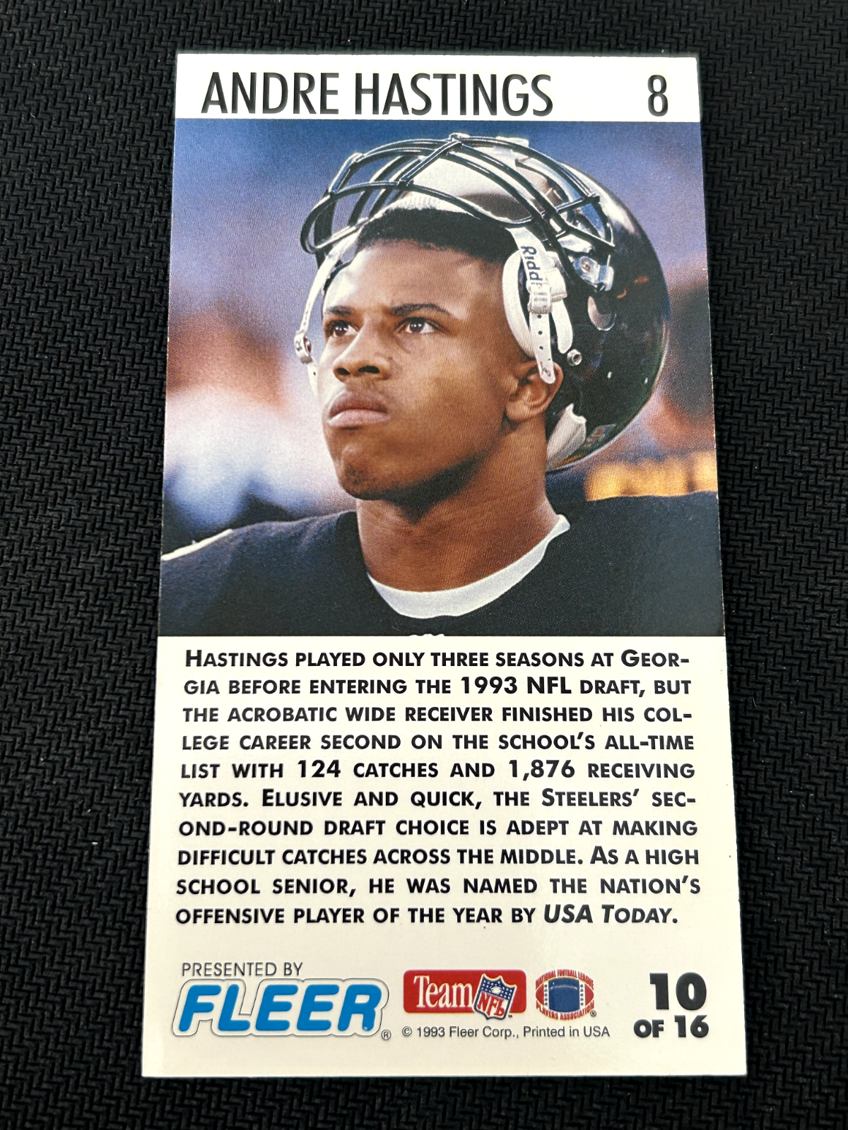 1993 GameDay '93 Rookie Standouts Andre Hastings Pittsburgh Steelers #10