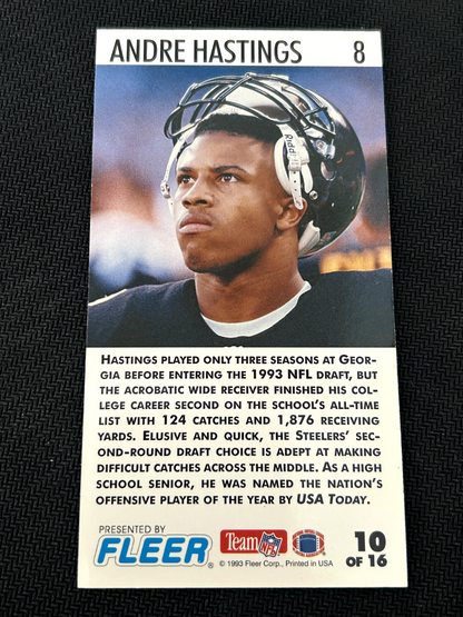 1993 GameDay '93 Rookie Standouts Andre Hastings Pittsburgh Steelers #10