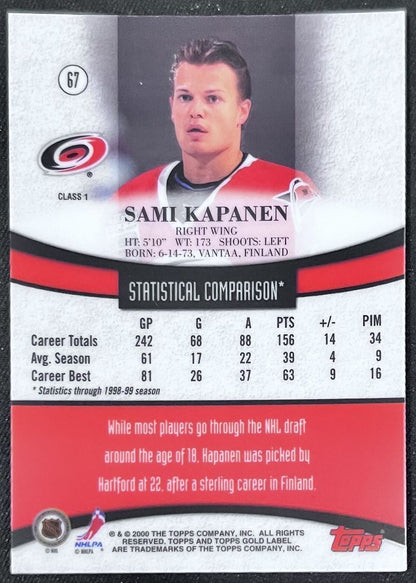 1999-00 Topps Gold Label Sami Kapanen Carolina Hurricanes #67