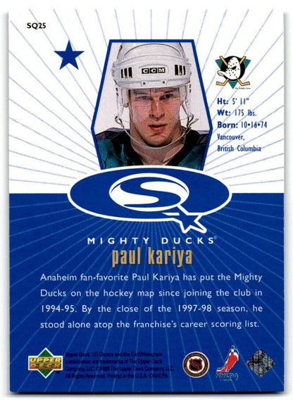 1998-99 UD Choice StarQuest Blue Paul Kariya Anaheim Mighty Ducks #SQ25