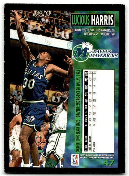 1994-95 Fleer Lucious Harris Dallas Mavericks #47