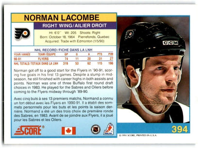 1991-92 Score Canadian English Normand Lacombe Philadelphia Flyers #394