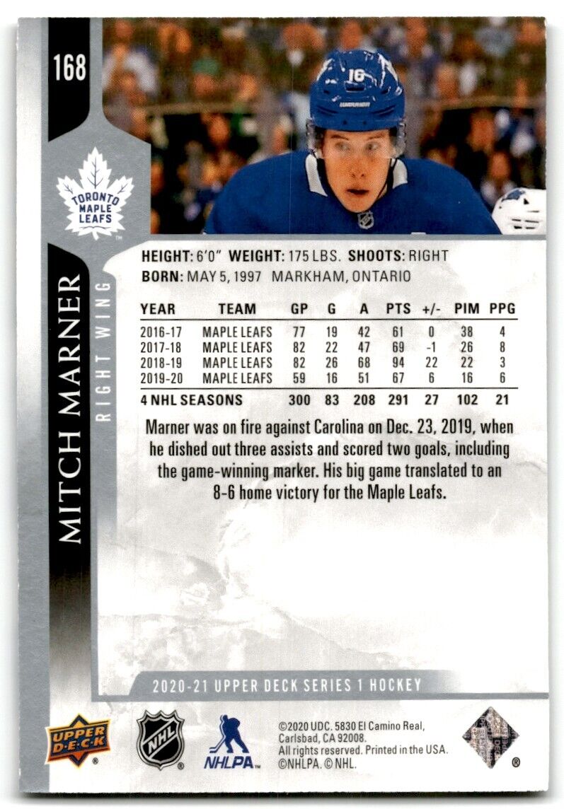 2020-21 Upper Deck Mitch Marner Toronto Maple Leafs #168