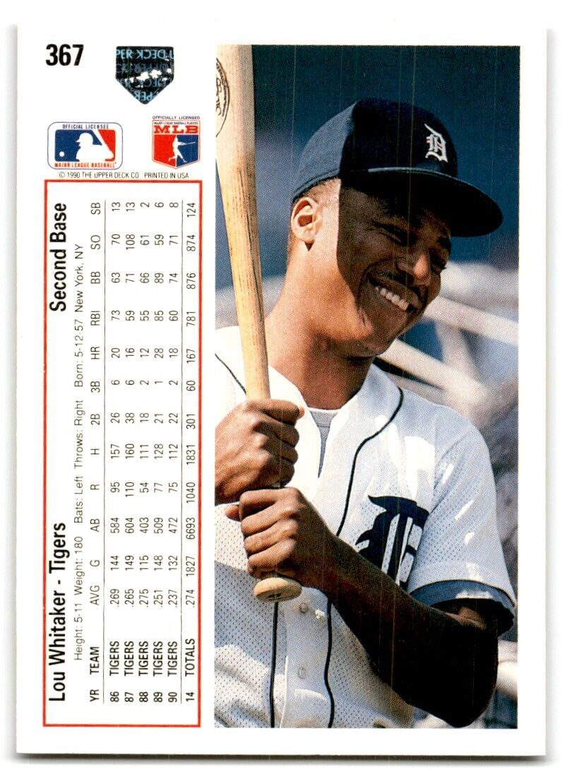 1991 Upper Deck Lou Whitaker Detroit Tigers #367