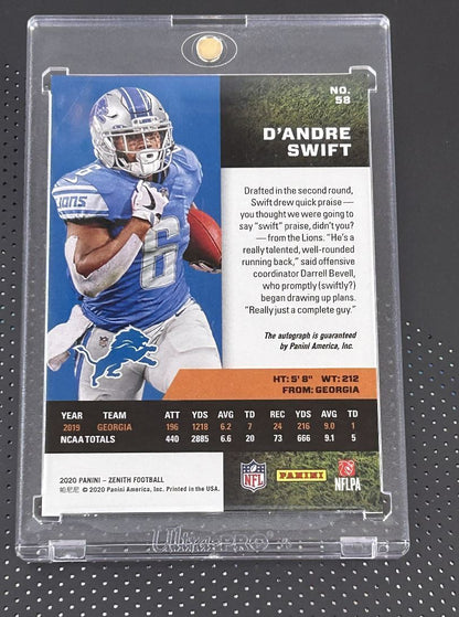 2020 Zenith Rookies Autographs D'Andre Swift Rookie Auto 50/50 Detroit Lions #58