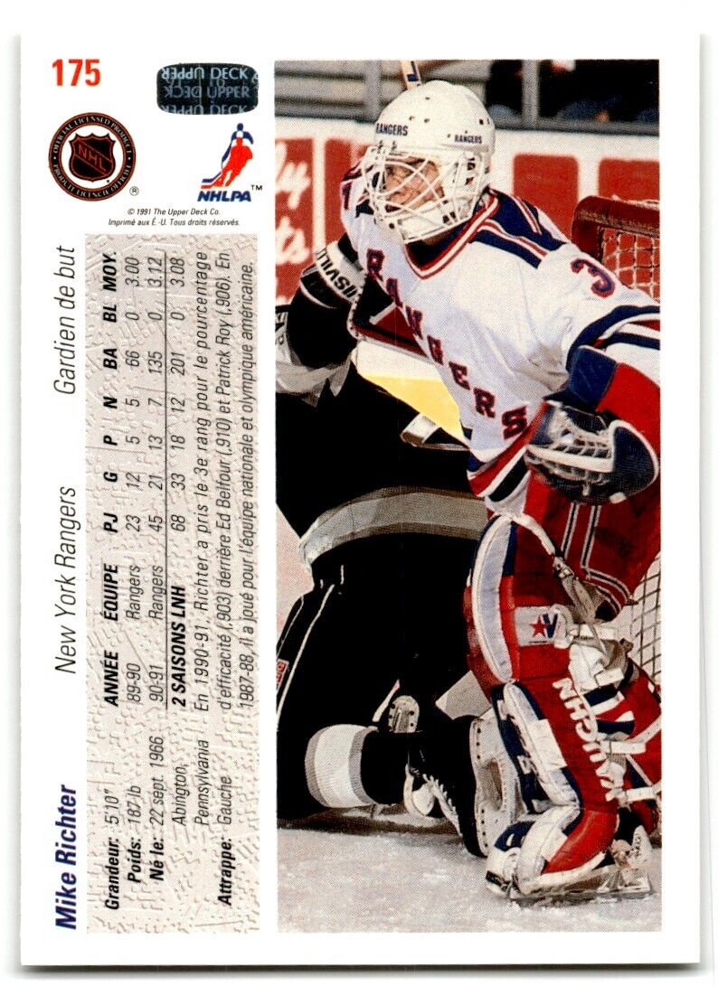 1991-92 Upper Deck French Mike Richter New York Rangers #175