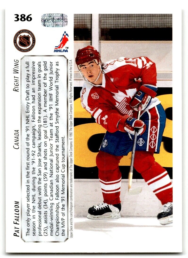 1992-93 Upper Deck Pat Falloon Canada #386