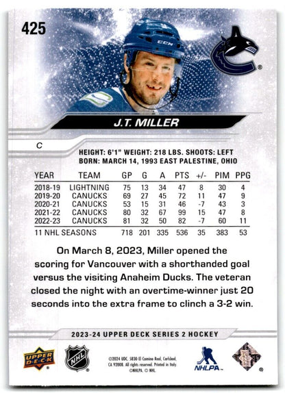 2023-24 Upper Deck J.T. Miller Vancouver Canucks #425