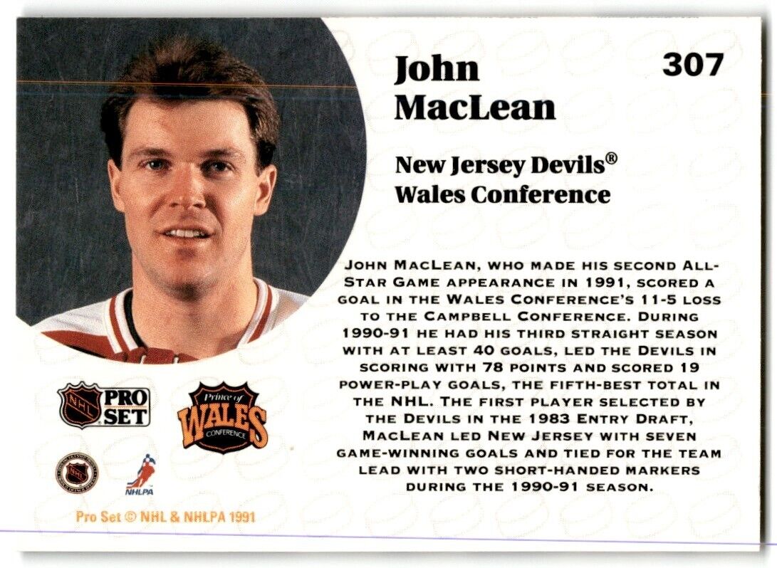 1991-92 Pro Set John MacLean New Jersey Devils #307