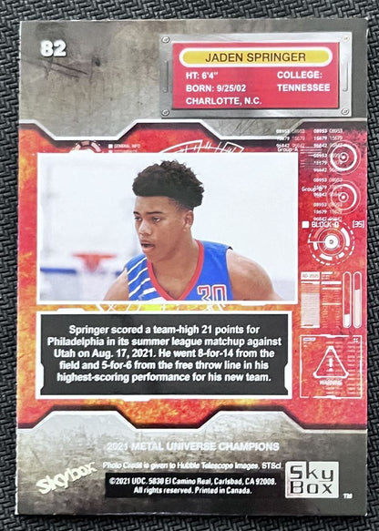 2021-22 Skybox Metal Universe Champion Jaden Springer #82