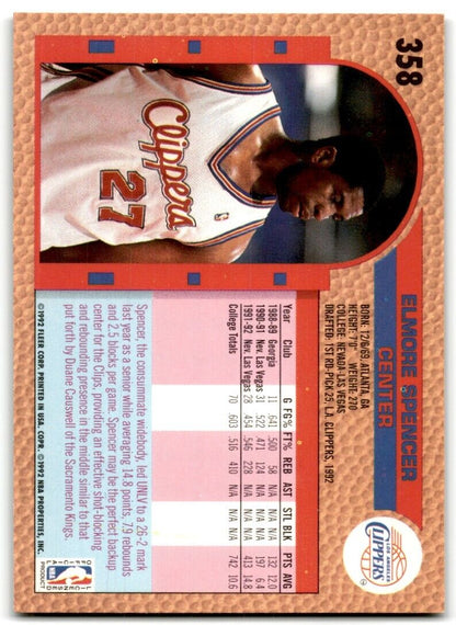 1992-93 Fleer Elmore Spencer Rookie Los Angeles Clippers #358