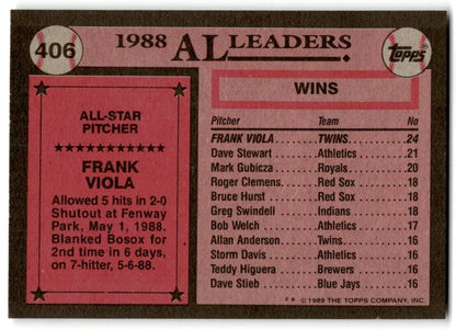 1989 Topps Frank Viola Minnesota Twins #406