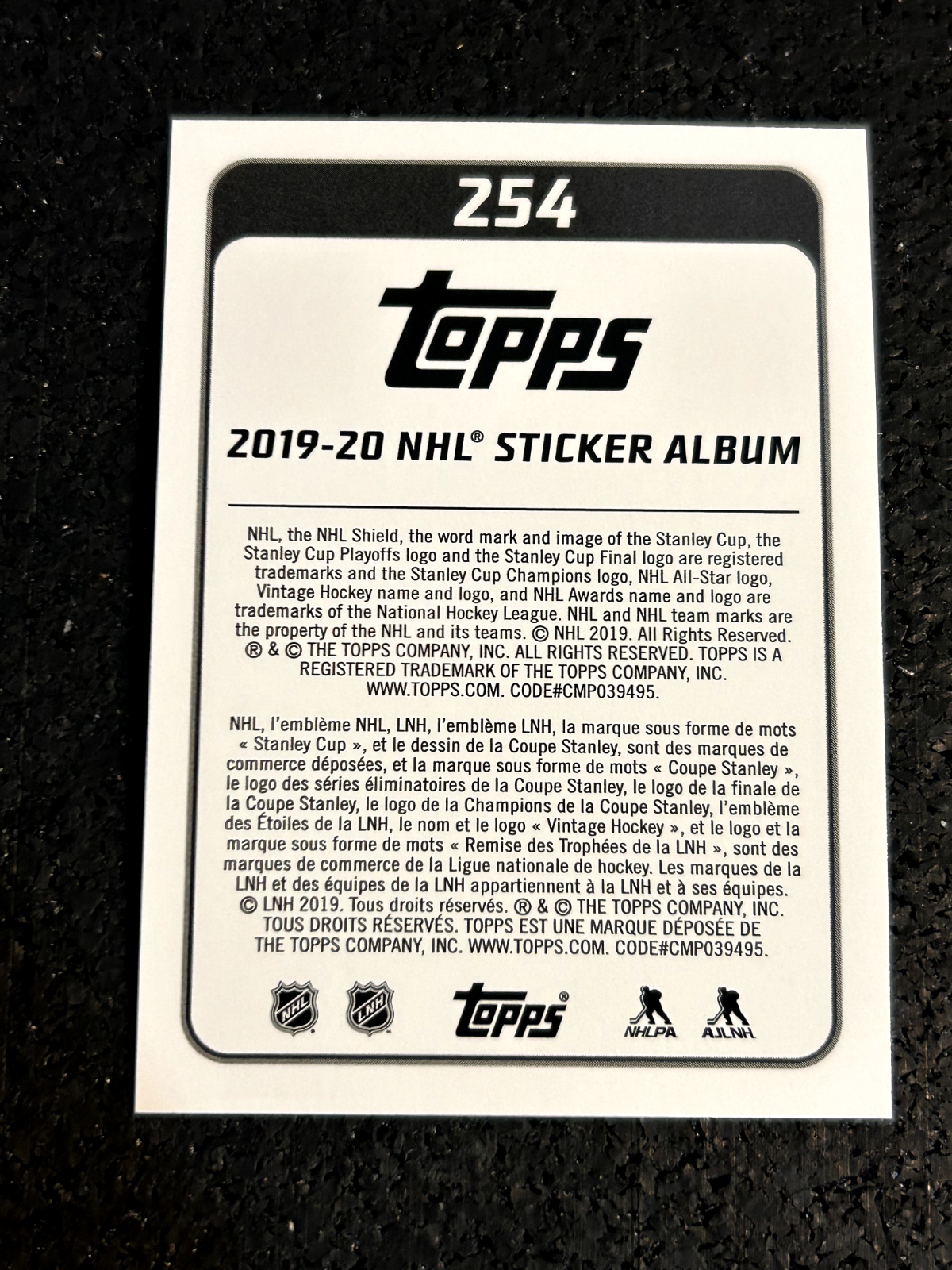 2019-20 Topps NHL Stickers #254 Devan Dubnyk - Minnesota Wild