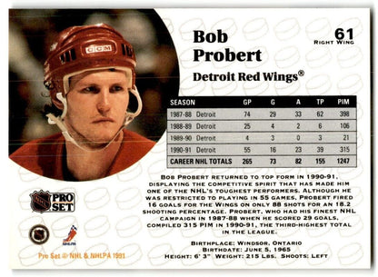 1991-92 Pro Set Bob Probert Detroit Red Wings #61