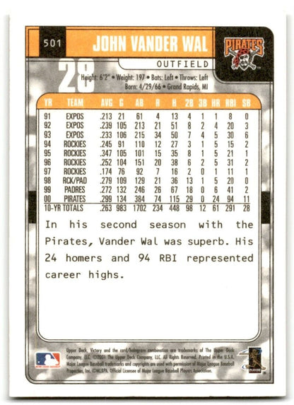 2001 Upper Deck Victory John Vander Wal Pittsburgh Pirates #501