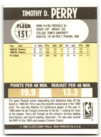 1990-91 Fleer Tim Perry Phoenix Suns #151