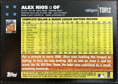 2007 Toppss Alex Rios Toronto Blue Jays #TOR12