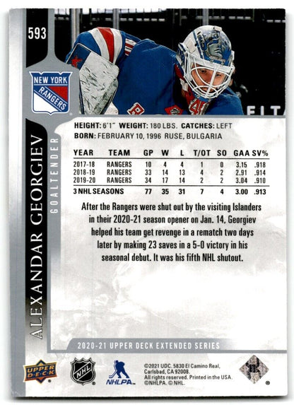 2020-21 Upper Deck Alexandar Georgiev New York Rangers #593