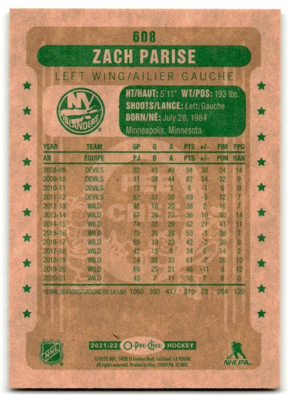 2021-22 O-Pee-Chee Update Retro Zach Parise New York Islanders #608